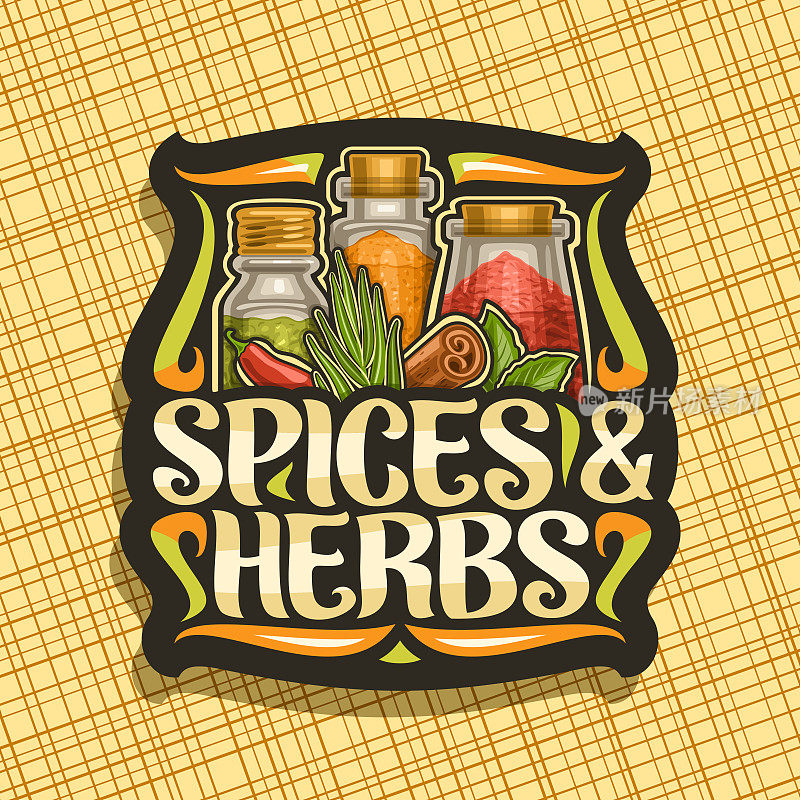 Vector label for Spices and Herbs